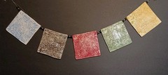 Ceramic Prayer Flags Indoor Outdoor Horizontal Hanging Handmade Original 30×4.5″