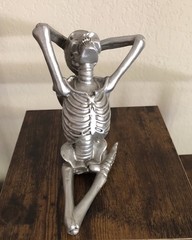 Yoga Pose Skeleton Figurine Silver Shelf Setter Gothic, Decor