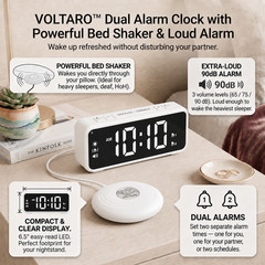 Loud Vibrating Alarm Clock with Bed Shaker for Heavy Sleepers Deaf 90dB Dual LED