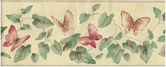 * BUTTEFLIES VINES AND LEAVES TAN EDGES Wallpaper bordeR Wall decor NATURE