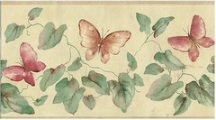 * BUTTEFLIES VINES AND LEAVES TAN EDGES Wallpaper bordeR Wall decor NATURE