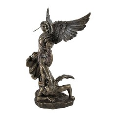 Bronzed St. Michael Defeating Lucifer Statue 10 In.