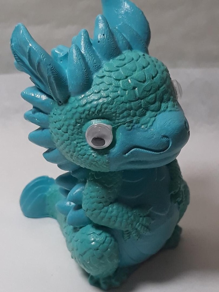 Cute Baby Dragon Figurine Statuette Mythical Fantasy Unique Google Eyed