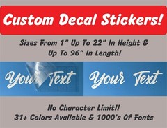 Custom Text Sticker Decals Vinyl Lettering – ANY TEXT – ANY FONT – VINYL DECALS