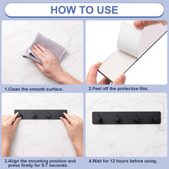 Key Holder with 4 Hooks,Key Hanger Organizer for Wall Mount with 2 Self-Adhesive