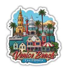 Venice Beach California Fridge Magnet or Laptop Sticker
