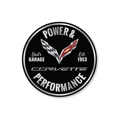 Aluminum Chevy Corvette Signs Power And Performance Round Novelty Metal Sign