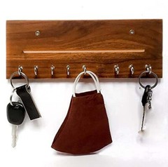 Wooden Wall Hanging Wall Mounted Key Holder with Eight Hooks US
