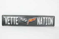 VETTE NATION STREET SIGN 24″ X 5″ EMBOSSED METAL ‘VETTE CORVETTE CHEVROLET ROAD