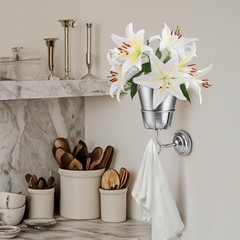 Opal Wall Vessel Brass Container Vase Vintage Wall Mounted Flower Vase Hanging