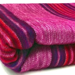 SOFT & WARM PURPLE FUCHSIA STRIPED ALPACA LLAMA WOOL BLANKET PLAID QUEEN