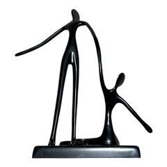 Modern “Ballet Dancers” Sculpture Black Metal Abstract Bodrul Khalique Style 10″