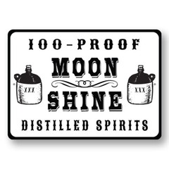 100 Proof Moonshine Metal Sign Whiskey Alcohol Man Cave Distillery Liquor Decor