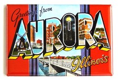Greetings from Aurora Illinois FRIDGE MAGNET travel souvenir