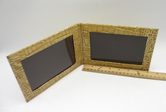 Photo Frame Leather Bifold holds TWO 4×6″ Photos Horizontal Graphic Image $125