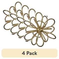 (4 pack) 6in x 6in Contemporary Metal Floral Tabletop Orb, Gold
