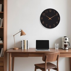 Wall Clock 8 Inch Black Battery Operated Silent Non Ticking Simple Minimalist…