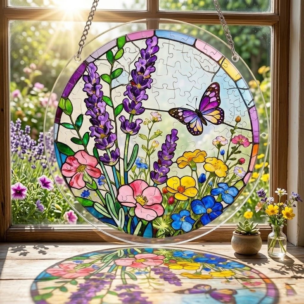 Charming Butterfly Acrylic Puzzle Suncatcher, DIY Suncatcher Puzzle Kit Window