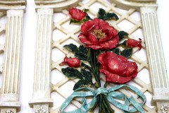 Set of 2 Vintage Garden Path Floral Resin Wall Art Plaque 13.5″ x 6″in