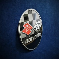CORVETTE Checkered Chevrolet Embossed Metal Sign -Garage Shop Bar Man Cave Décor