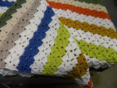 Large Handmade Crochet Afghan, Multi, Drunken Granny, 35″ x 48″ New, Unused