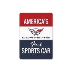 Corvette America’s First Sports Car Personalized Chevy Garage Metal Wall Decor