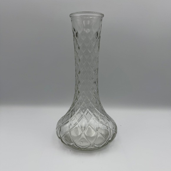 Vintage Hoosier Glass Bud Vase Clear Small Decorative Tabletop Accent