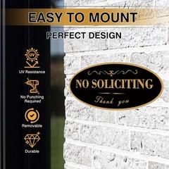 2 Pack No Soliciting Sign for House, Strong Self-Adhesive Acrylic No Soliciting