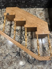 Vintage Handmade Stair Step Shelf Staircase Set Of 2 Trinkets Figures Spindles