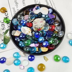 1LB Flat Glass Pebbles for Vase, 100 Pcs Glass Gem Stones for Aquarium, Decor…