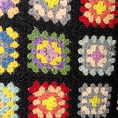 Vintage GRANNY SQUARE Crochet Afghan Blanket Throw ~ Roseanne Style 38×53