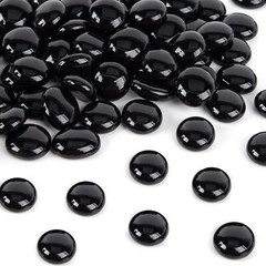 FUTUREPLUSX 1LB Black Flat Glass Marbles, Mancala Stones Dark