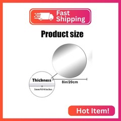 Acrylic Round Mirrors, 8 inch No Glass Circle Mirror Tiles Self Adhesive Mirror