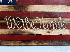 Handmade 50 Star We The People Wooden American Flag Rustic Wall Decor USA