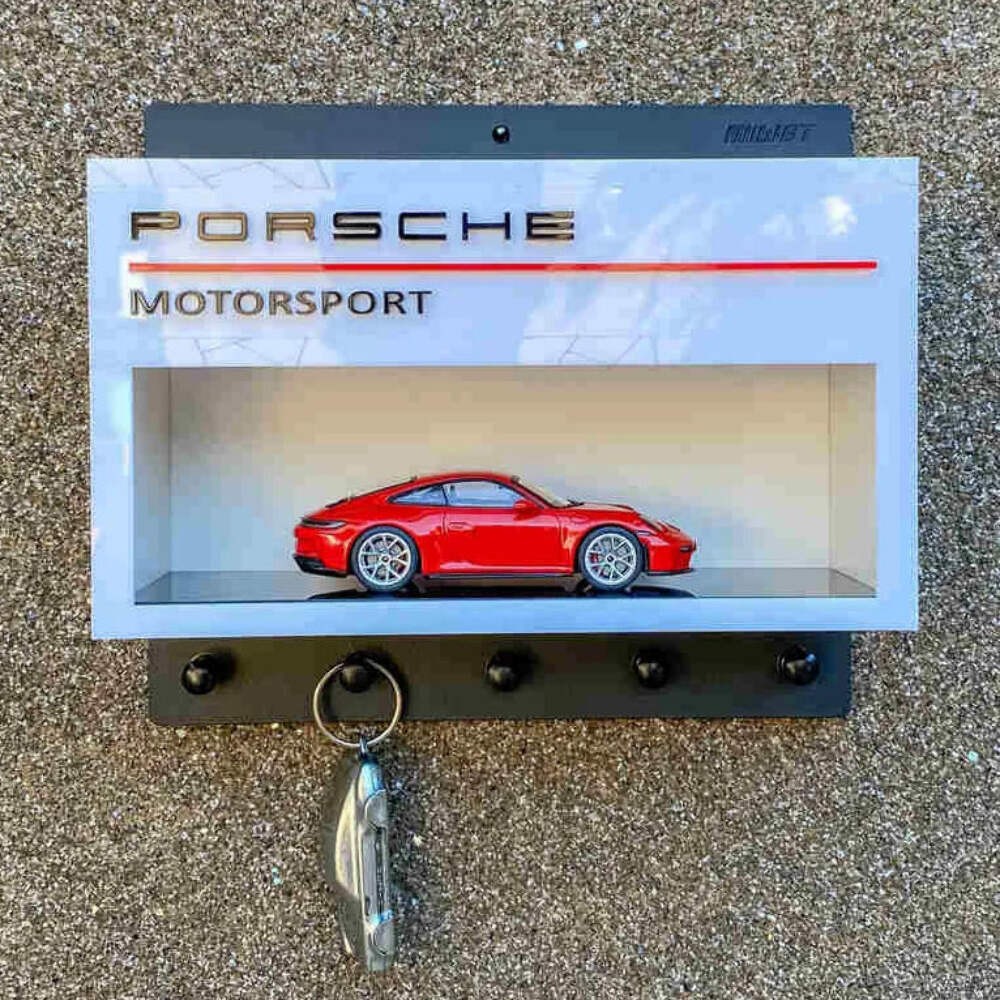 Porsche Motorsport Wall Key Hook Rack – Scale Model Car Display Case