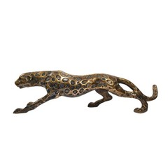 X Large Leopard Metal Statue Jaguar Panther 29 in Figurine Bronze Antique Finish