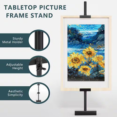 Adjustable Tabletop Picture Frame Stand Metal Easel for Frames up to 29 In. High