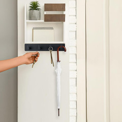 Key Holder with 4 Hooks,Key Hanger Organizer for Wall Mount with 2 Self-Adhesive