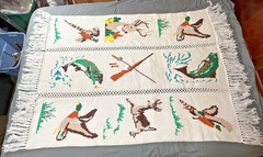 VTG Outdoors Wildlife Afghan Granny Throw Blanket Hunting Fishing Fish Deer Duck