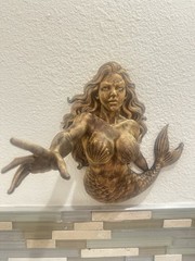 Mermaid Reaching Hand 9x9x7 Wall Mount Hanging Sculpture Art Fantasy Ocean Decor