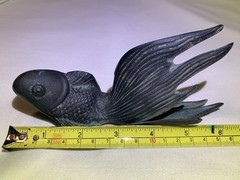 Vintage Cast Bronze Goldfish Koi Sculpture Paperweight Zen Garden Pond Decor EUC