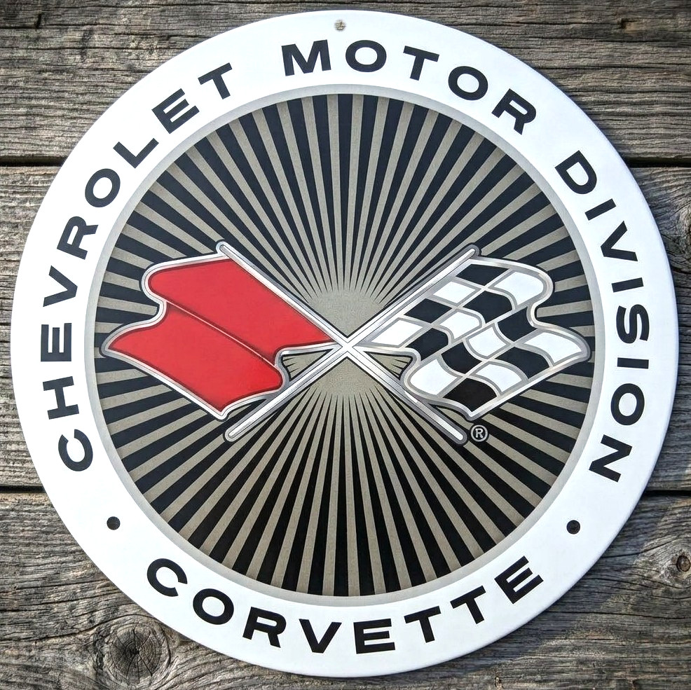 Chevrolet Corvette 12″ Diameter Novelty Metal Sign Made In USA