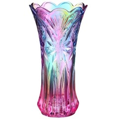 Multicolor Clear Glass Vases Wide Mouth Gradient Flower Vase for Bookshelf Di…