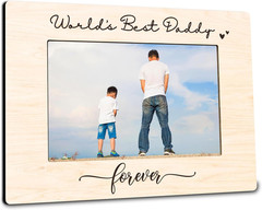 Number 1 Dad Wooden Picture Frame – 4X6 Inch Horizontal Father Photo Frame – Bes