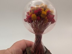 Vtg Dried Flowers Glass Wood 1970s Cottage Core Fairy Farm Country Paperweight
