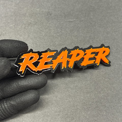 Custom Text Badge – Type Your Text – Lightning Font – Acrylic Custom Emblem.