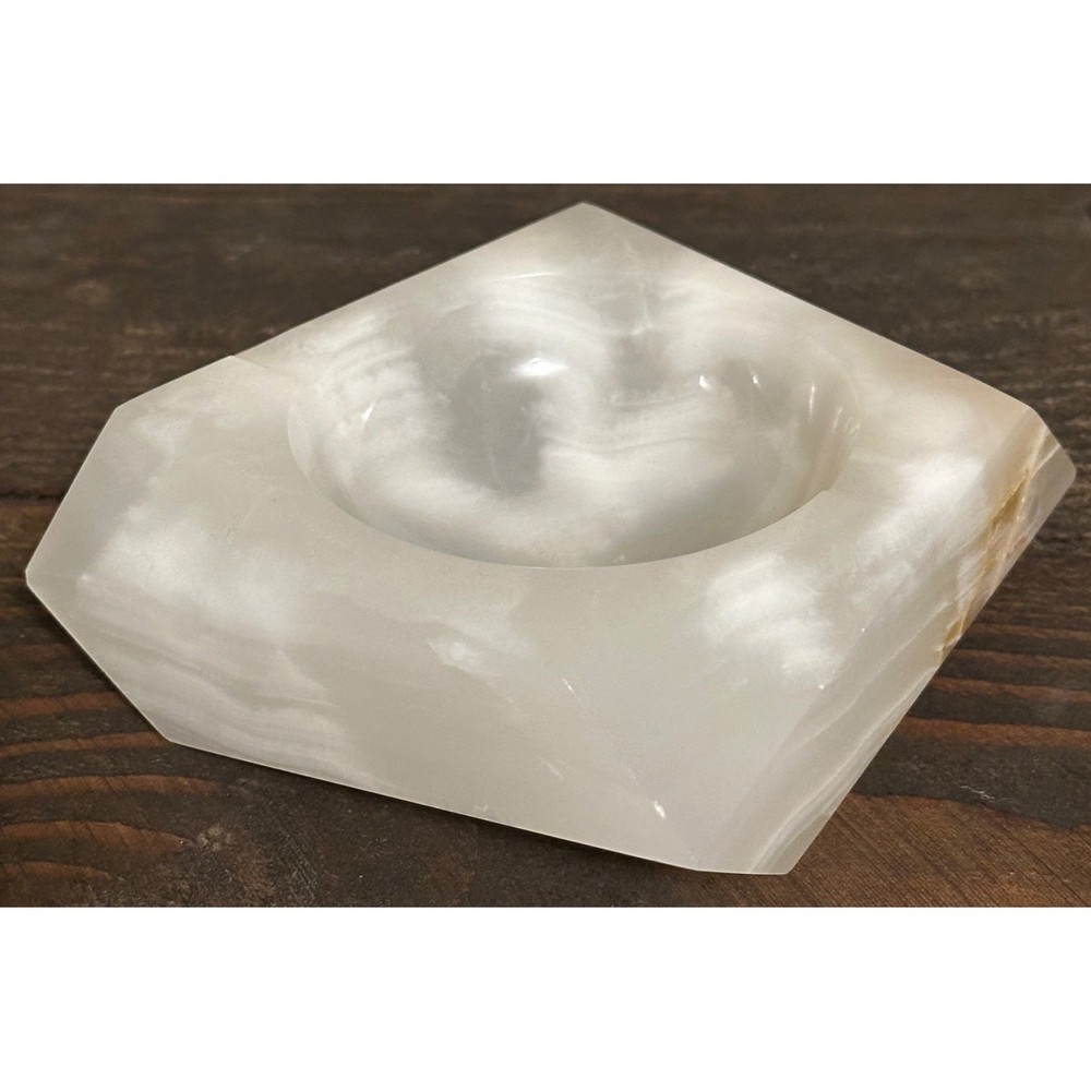 Vtg Octagon White Onyx Ashtray Made in Pakistan Home Decor Accent 4″x4″x1.25″