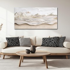 Abstract Sea View With White Mountain Landscape Painting Wall Art For Living …