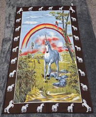 Vintage Unicorn Tapestry Wall Hanging Made In Turkey 100% Cotton 54×35″