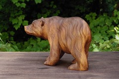 11″ Wooden Hand Carved Bear Statue Handmade Figurine Sculpture Lodge Cabin Wood